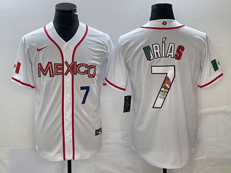 Men 2023 World Cub Mexico #7 Urias White Nike MLB Jersey66->more jerseys->MLB Jersey